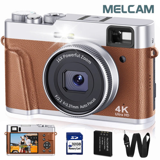 4k מצלמה דיגיטלית פוקוס אוטומטי 48mp vlogging עבור YouTube ו אנטי-לחיצת וידאו עם פלאש עינית & חיוג (חום)